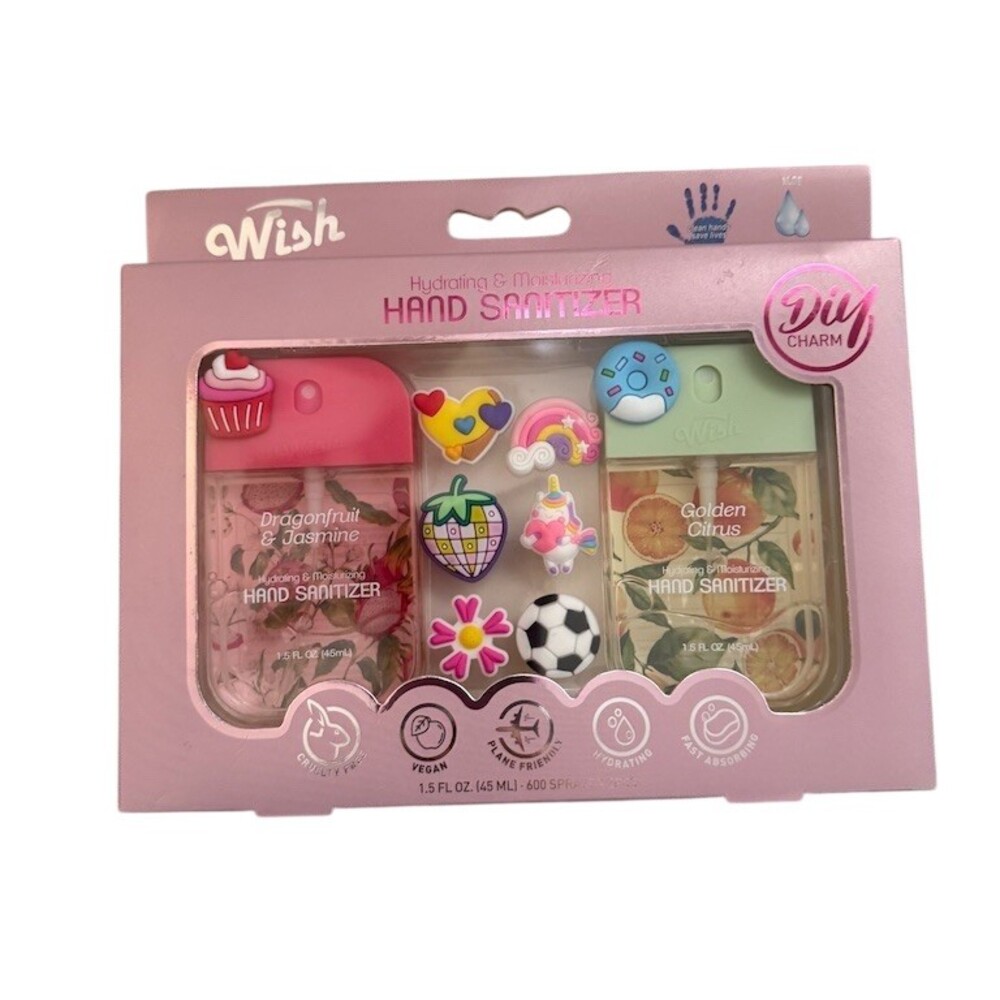 Wish Hand Sanitizer Spray Set 2-Pack 1.5 fl oz DIY Charms Travel Size